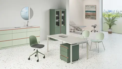 MHCH - 6D horní skříňka, 1-dveřová, pravá, 730x600x300, agáve zelená, profil béžově růžový